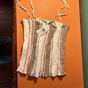 NEW Vanilla Star Tank Top Elastic Medium White Brown NEW